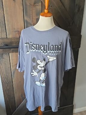 Disney Gray Crewneck Tee with White Logo Print 3XL